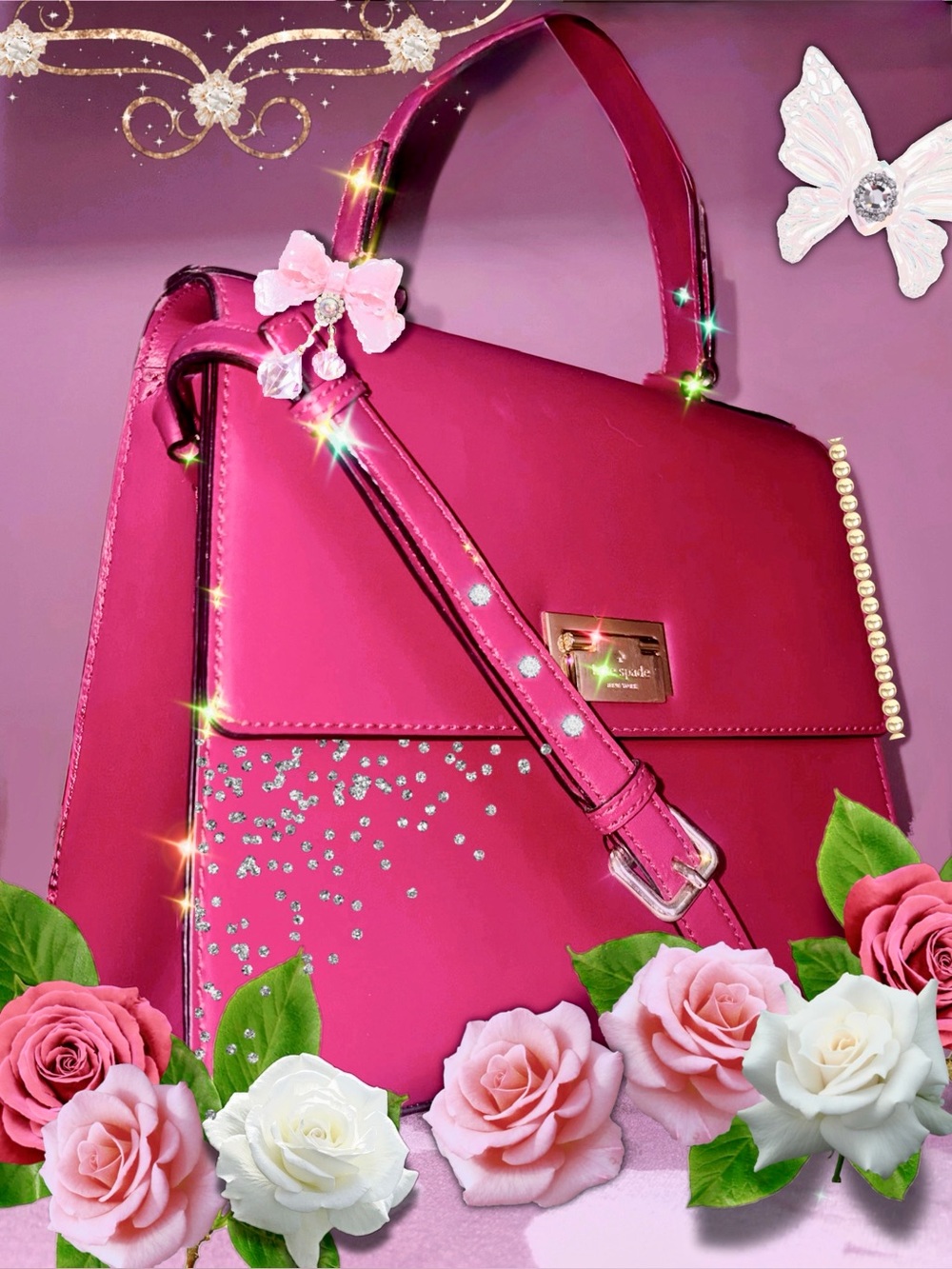 Kate Spade Fuchsia Doris Leather Crossbody Satchel
